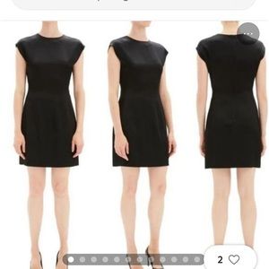 - Theory Black Hammered Acetate Cap Sleeve Fitted Dress Worn Once size 8
